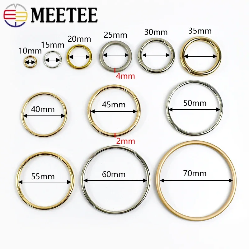 10/20Pcs 15-60mm 4mmThick Metal O Ring Buckle Shoes Bag Belt Buckles Strap  Circle Hook