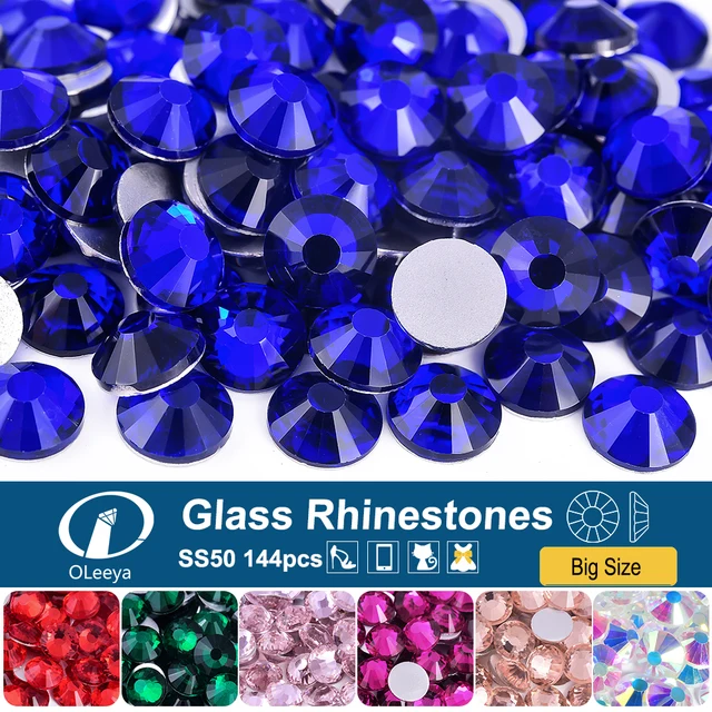 Oleeya Glitter Crystals SS50 10mm 144pcs ss50 Large Non Hotfix Rhinestones Flatback Strass For Christmas Decoration Needs