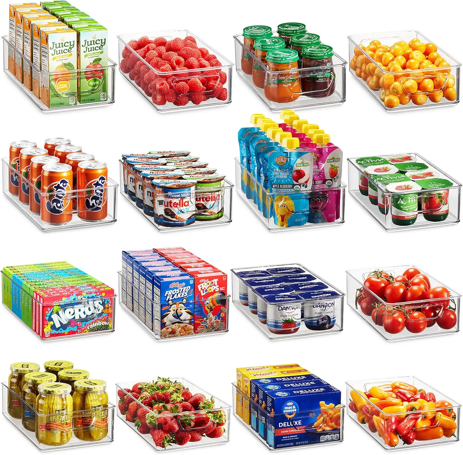 Refrigerator Organizer Bins - Plastic Pantry Organization and Storage Baskets - Stackable Food Fridge Organizers 3