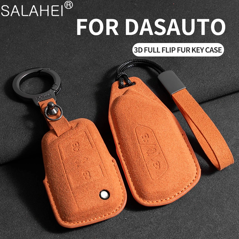 Suede Leather Car Key Case For Volkswagen VW Magotan Passat B8 TIGUAN MK2 Golf 8 For Skoda Octavia A8 A7 SEAT Leon MK4
