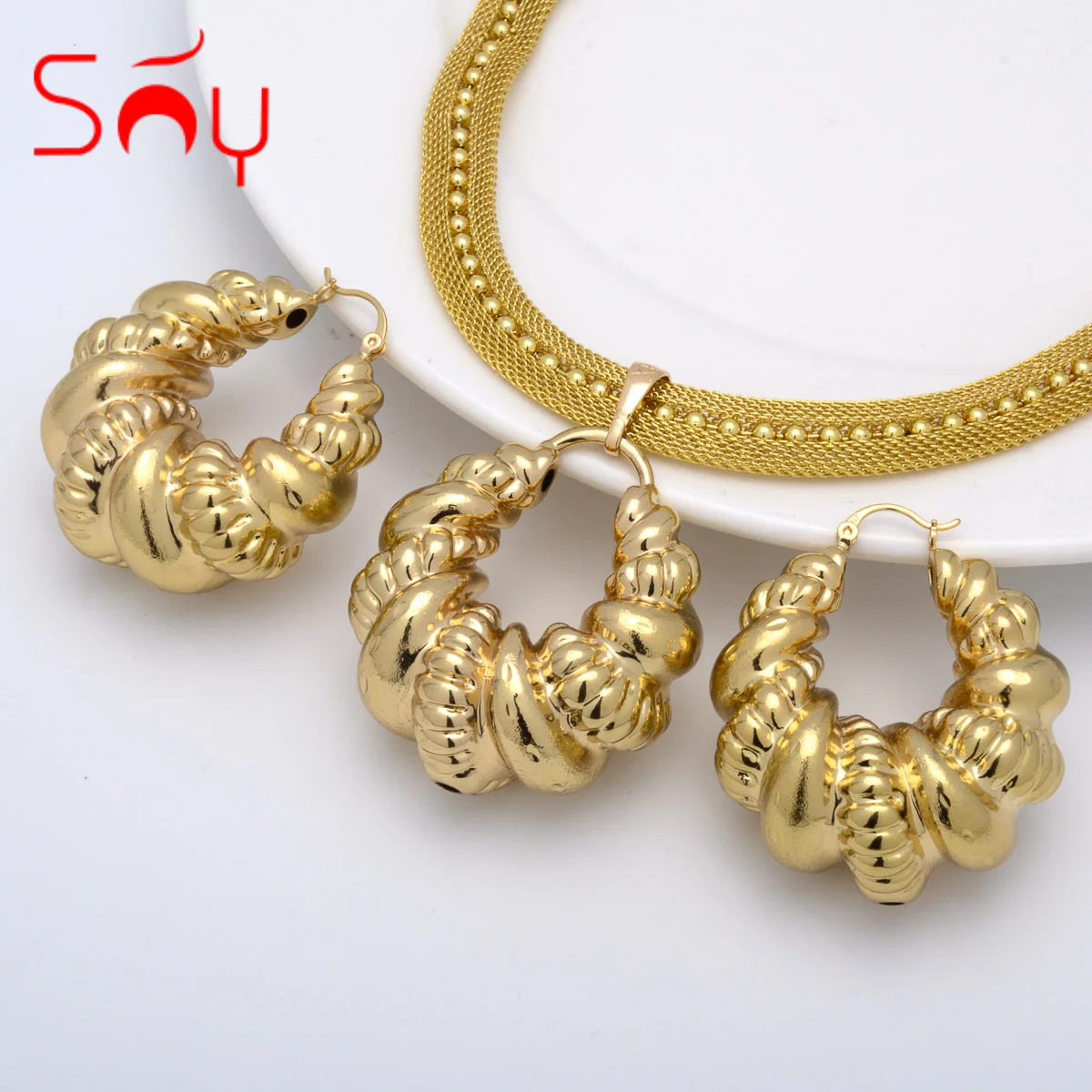 

Sunny Jewelry Fashion African Earrings Pendant Big Jewelry Sets Women Girl Large Light Style For Wedding Party Gifts Trendy