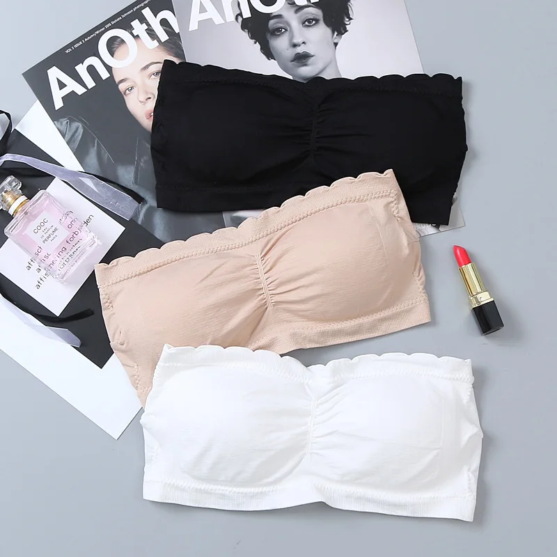 

New Strapless Bra Women Beauty Back Tube Top Gather Wrap Chest Strapless Top Seamless Women's Underwear Bralette Tube Bra