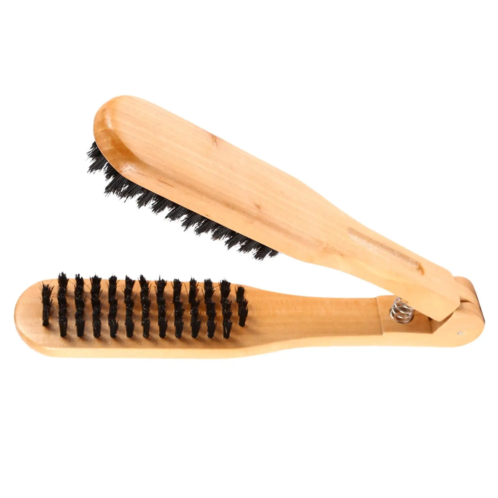 Wooden V-Shape Hairdressing Comb with Double Brushes - Anti-Static Hair Straightening Tool for Styling 6