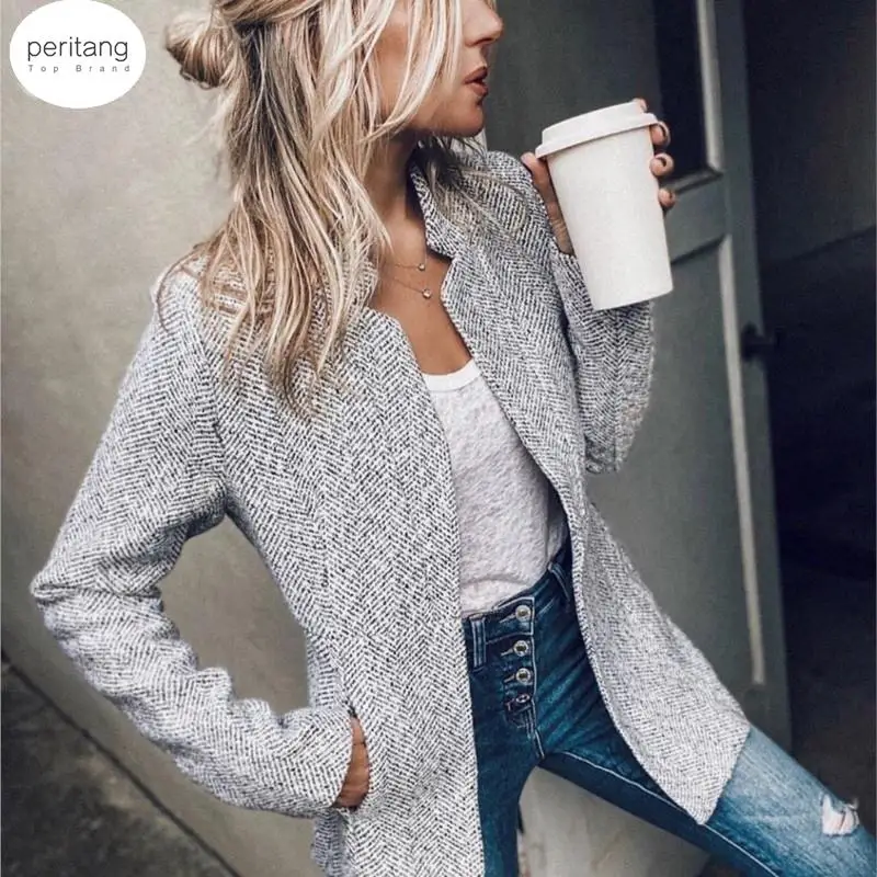 

Женское шерстяное пальто, элегантное клетчатое пальто с круглым вырезом и длинными карманами, зима-осень 2024