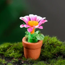  Doll House Miniature Flowers Fairy Garden Ornament Mini Potted Plant Flowers Pot Doll House Home Table Decor 