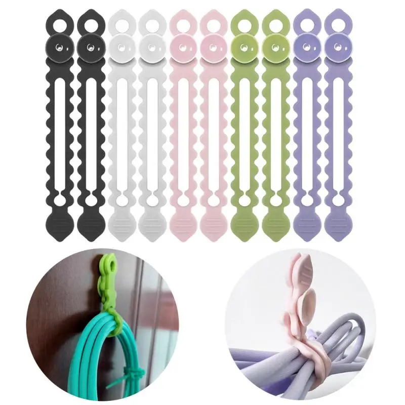 

Wall-mounted Cable Ties Silica Gel Cable Storage With Suction Cup Buckle Design Durable Mobile Phone Accessories Silicone Tie