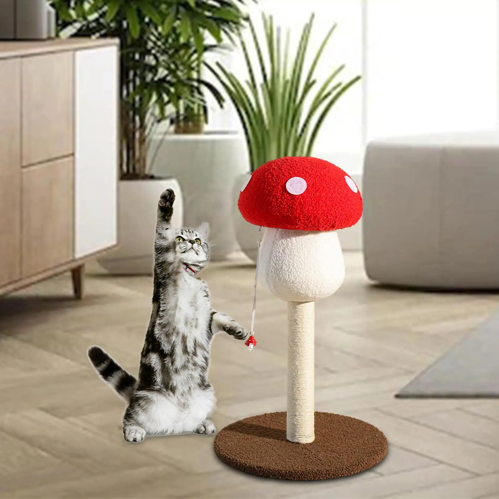 Mushroom Scratch Post, Cat Scratcher Cute, Sisal Covered Scratchi Pole, Mushroom Post for Indoor Cats