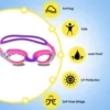 Kids Swim Goggles and Silicone Swim Cap set with Nose Clip Earplugs,Waterproof No Leaking Anti Fog UV Protection for Boys Girls 3