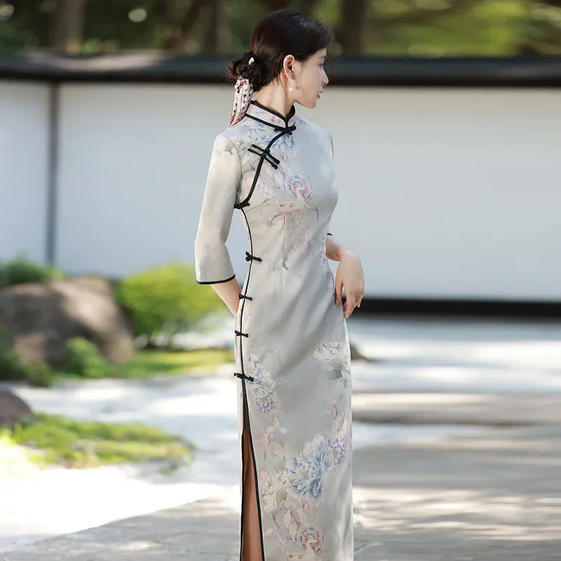 

Yourqipao Spring Improved Cheongsam Modern Chinese Traditional Retro Long Long High-end Elegant Temperament Qipao for Women
