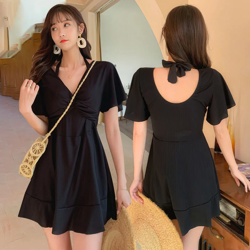 One-piece Swimsuit Women's Hot Spring Bathing Suit Swimsuit Women's Professional Conservative Belly Cover Slimming New Swimwear