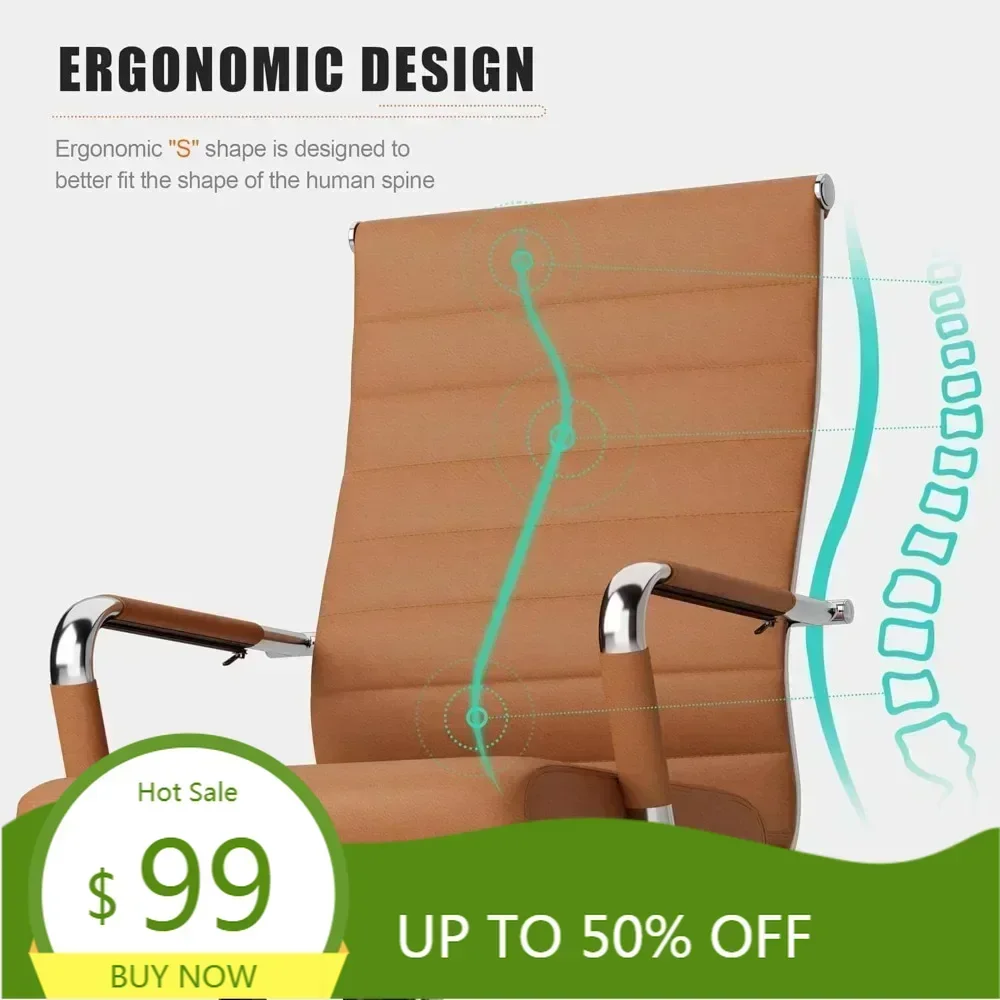 "ergonomic ribbed leather swivel chair for modern office desks and conference rooms"