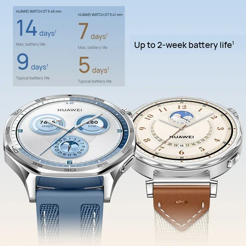 HUAWEI WATCH GT 5 46mm 스마트워치, 최대 14일 배터리 사용, GPS, 블루투스 통화, 건강 및 피트니스 트래커, 안드로이드 및 iOS와 호환 가능