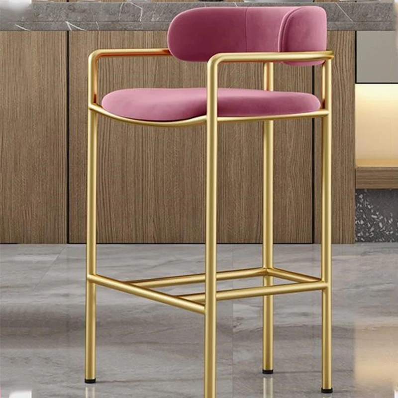 Luxury Kitchen Bar Chair Modern High Nordic Metal Back Stylish Bar