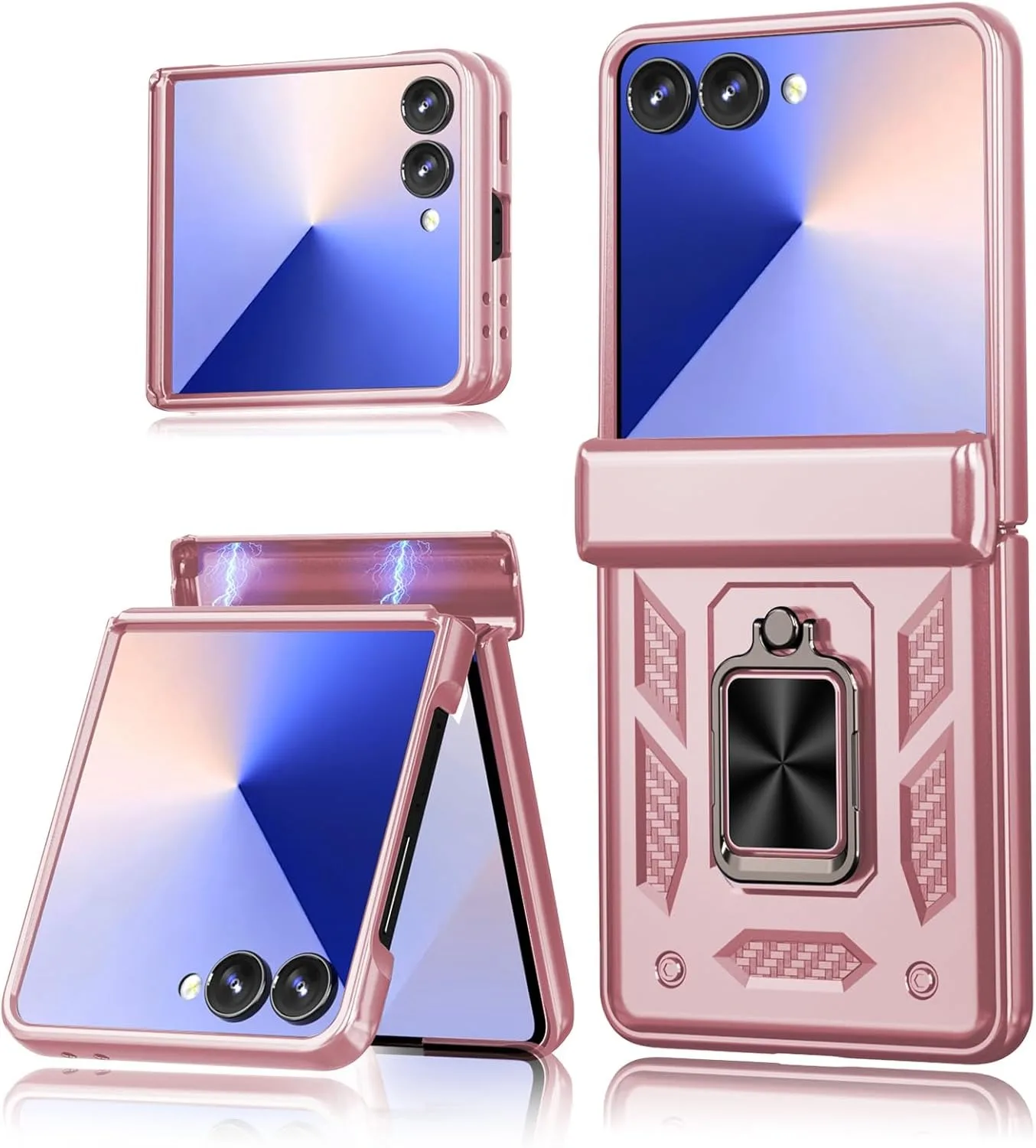 Luxury Shockproof Case with Ring Holder and Magnetic Hinge Protection