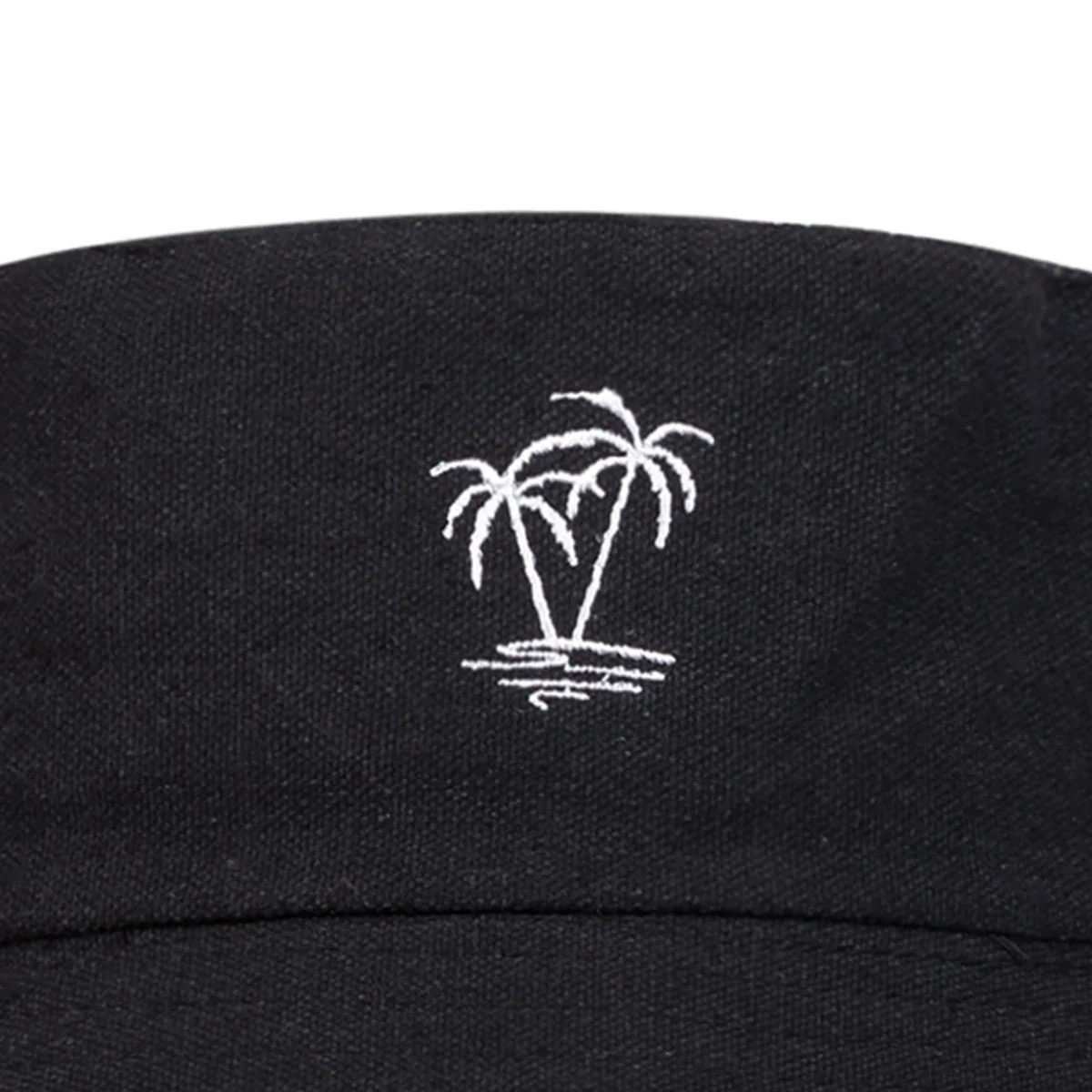 Unisex Coconut Tree Embroidery Double Sided Wearing Bucket Hats Fishermen Caps Outdoor Casual Sunscreen Hats
