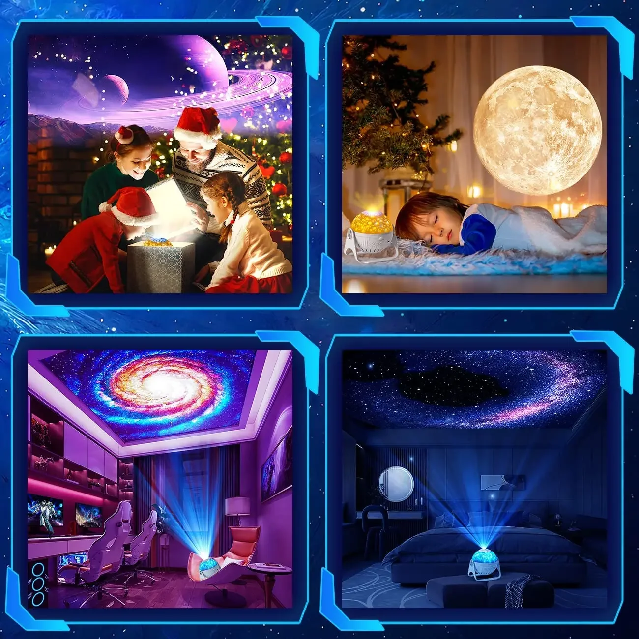 천문관 갤럭시 야간 조명 프로젝터, 별이 빛나는 하늘 달 프로젝터, LED 성운 램프, 홈 룸 장식, 어린이 선물, 야간 조명, 13 in 1