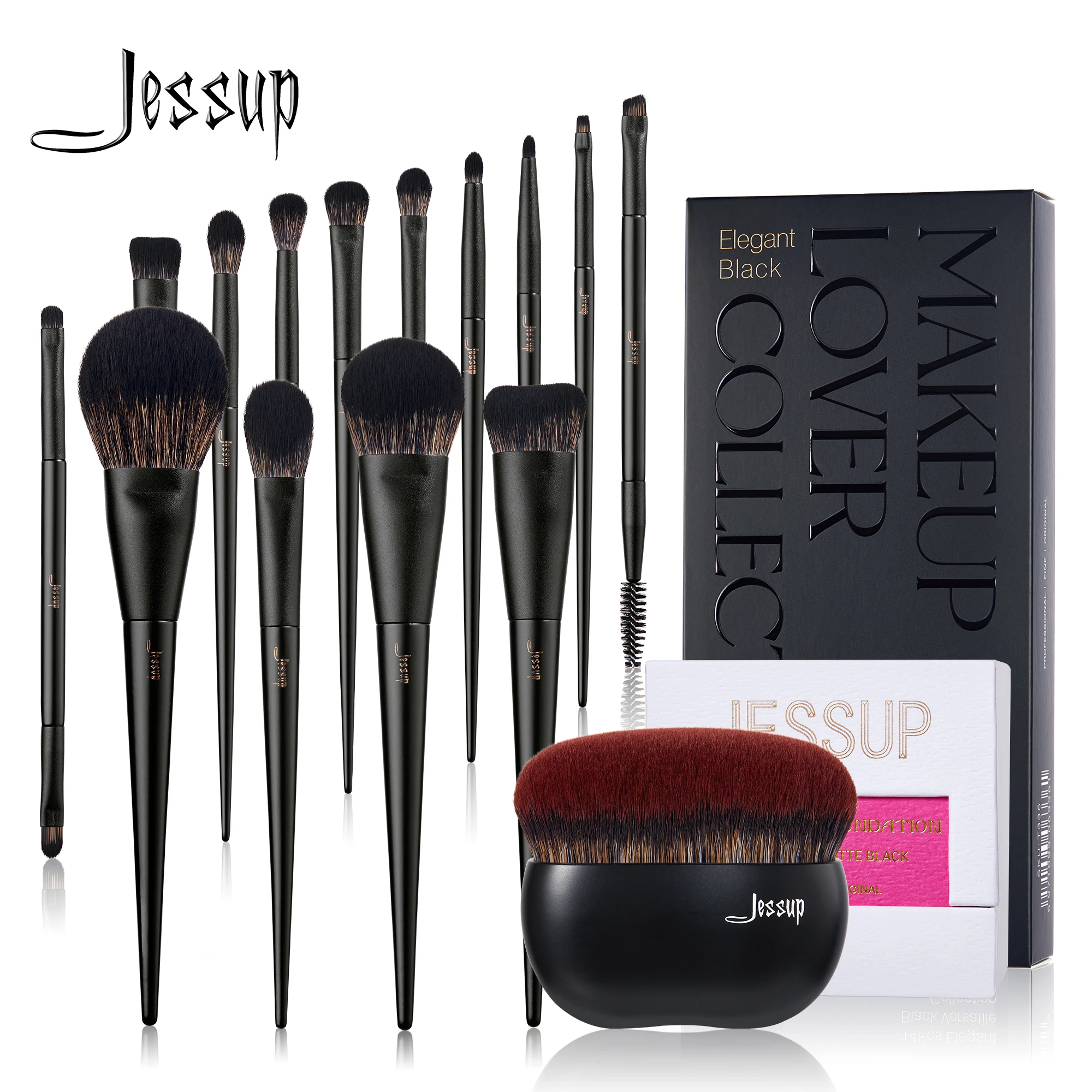 Jessup Set Di Pennelli Per Trucco, 10-14 Pezzi Pennello Per Trucco Contour Foundation Powder Eyeshadow Highlight Blending Concealer Liner T336