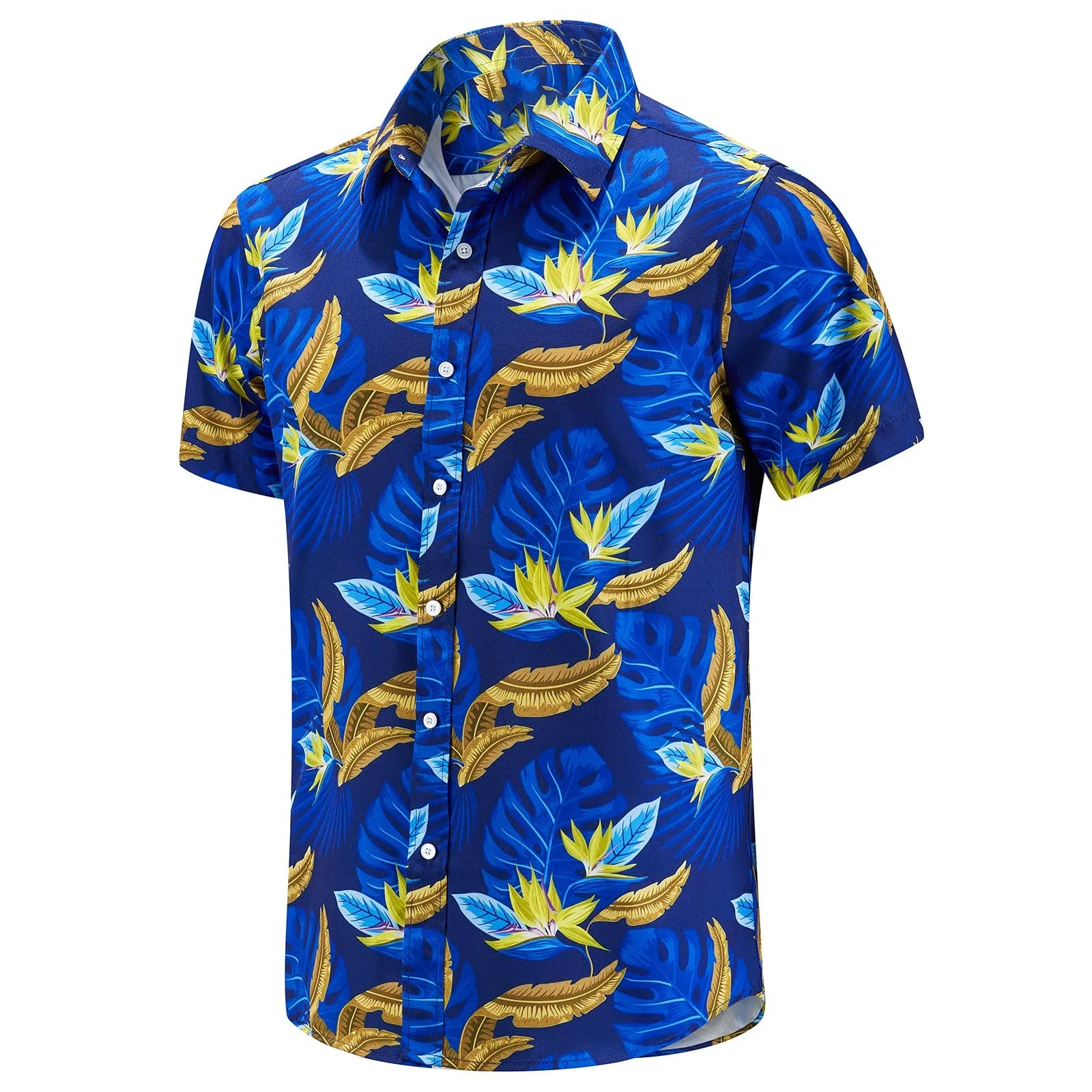 

Blue Feather Leaves Hawaiian ShirtS Ment's Shirt Casual Floral Printed 3d Short Sleeve Male Clothing Oversize Beach Casual Tops