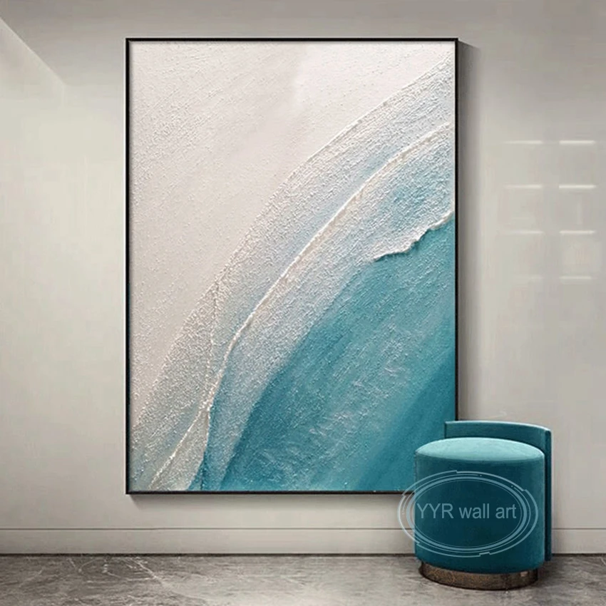 Blue White Abstract Minimalist Decor Art Poster Acrylic Hanging Picture