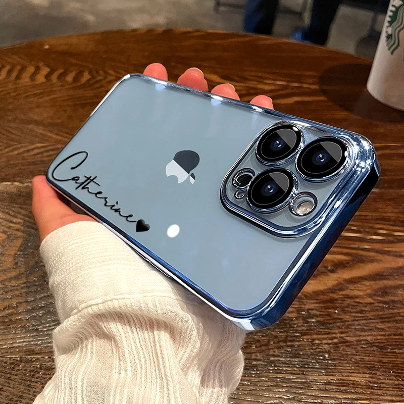 15 16 Pro Max Personalised Customized Name Case For iPhone 16 15 14 13 12 11 Pro Max Plating Transparent Clear Cover 16 Pro Max - Image 3