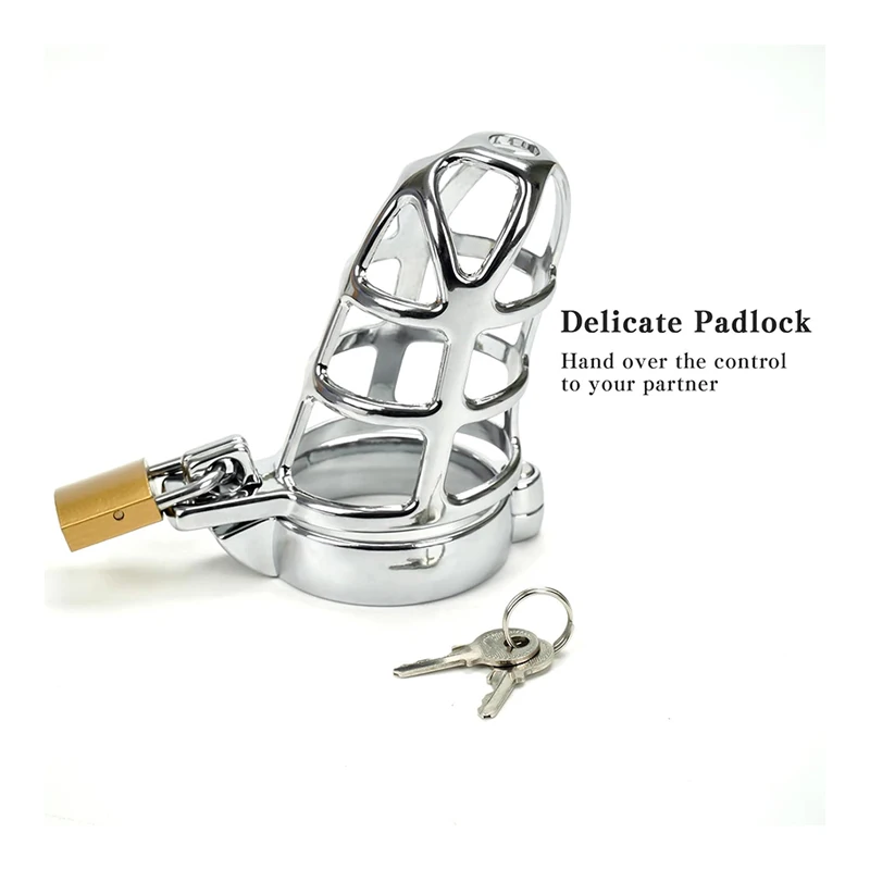 Adjustable Male Chastity Cage Metal Penis Lock, Anti-Cheating Device with 3 Cock Rings & Urethral Plug BDSM Restriction Toys