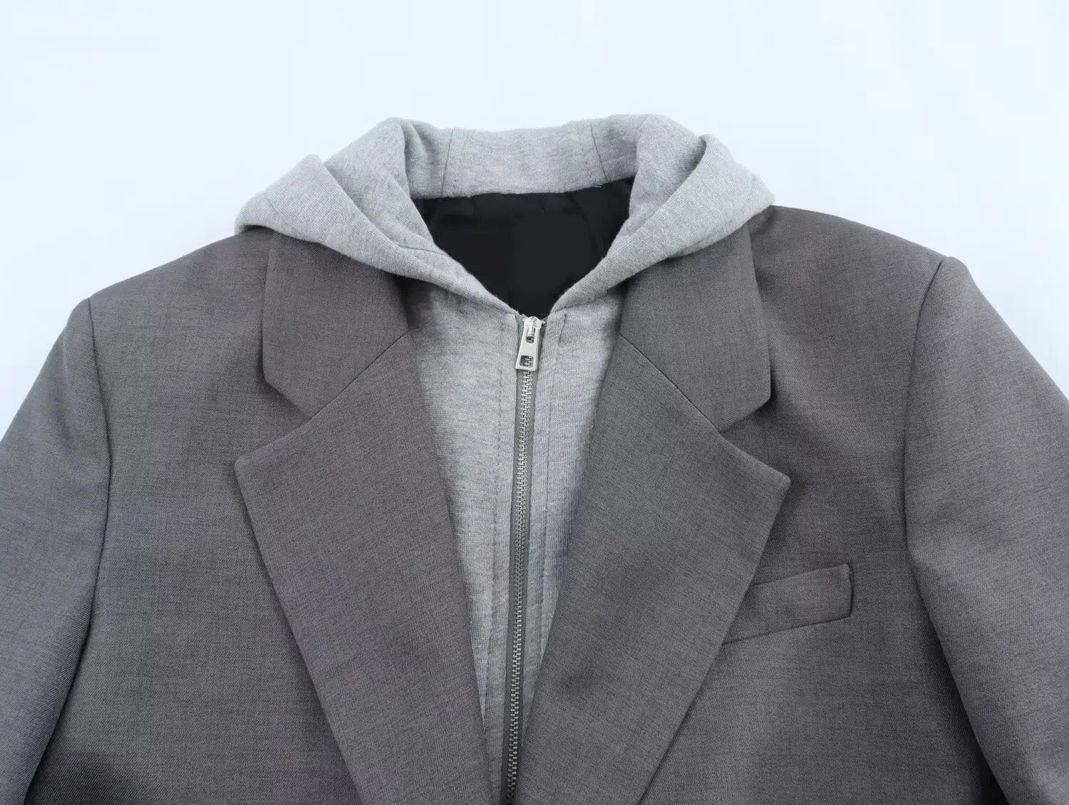 Dave&Di Fashion Ladies Patchwork Hooded Blazer Feminino  Women Blazer Mujer Blazer 2024 Women Blazers And Jackets