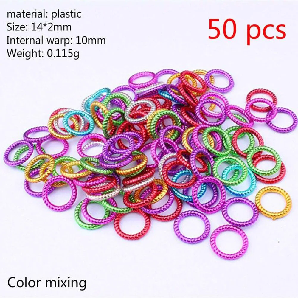 

50pcs/set Long Hair Braid Beads Hair Clip Braids Colorful Dreadlock Ring Beads Hair Braider Styling Tool Hair Accessories