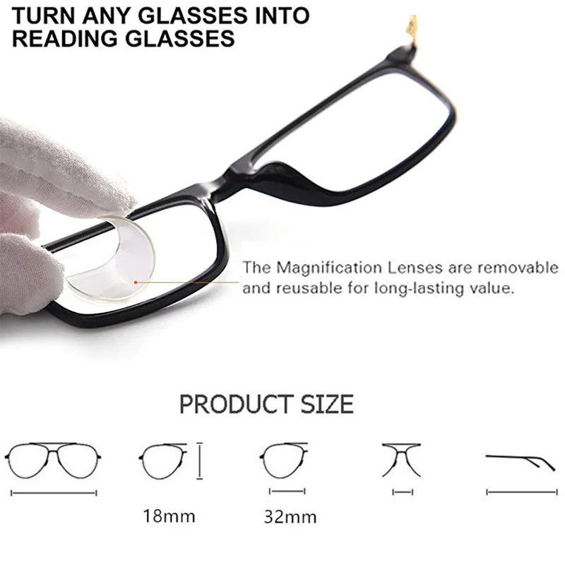 2pcs Liquid Silicone Bifocal Reading Lens Stick-on Presbyopic Lenses Magnification Reusable Bifocal Lenses1.0 1.5 2.0 2.5 3.0 3