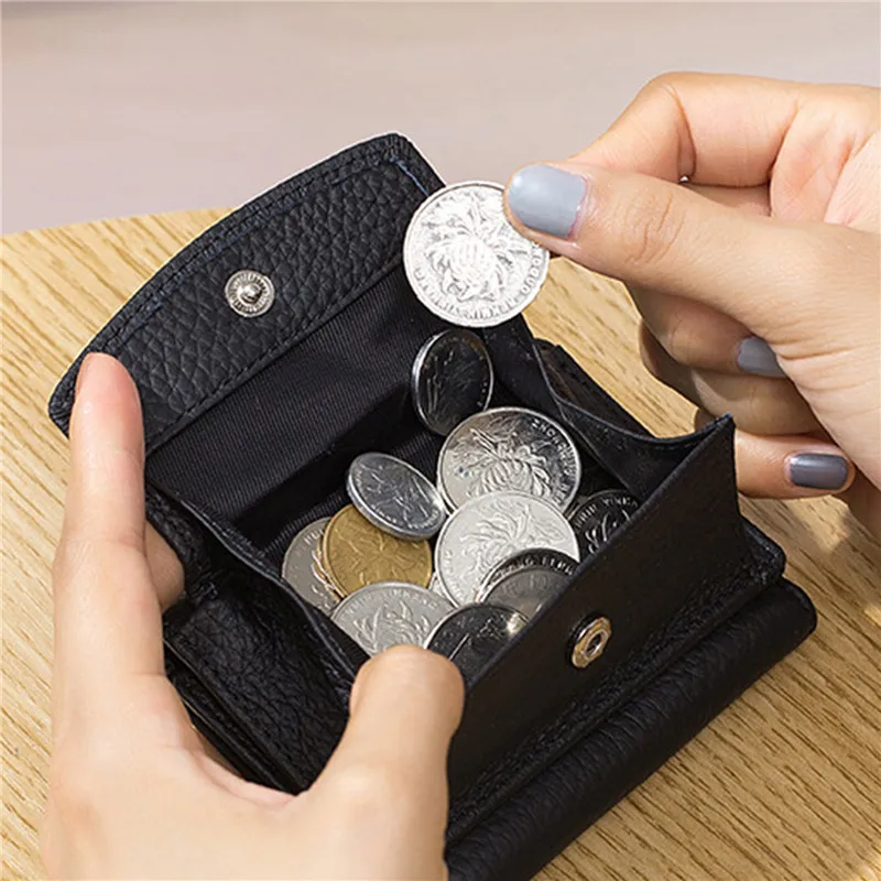 Women Top Cowhide Purses Female Cowhide Wallets Lady Small Coin Pocket Card Holder Mini Money Bag Portable Clutch New