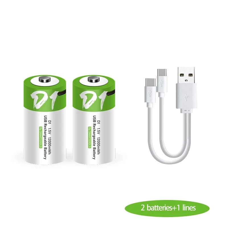 Batteria al lio ricaricabile da 1,5 V D da 12000 mWh con cavo