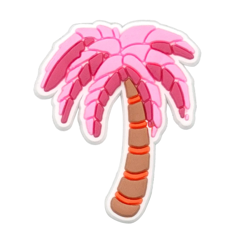 1pcs Y2K Pink Shoe Charms for Women Shoe Decorations Pins for Girls Gifts Clog Buckle Shoe Accessories Palm Tree Fit Wristband