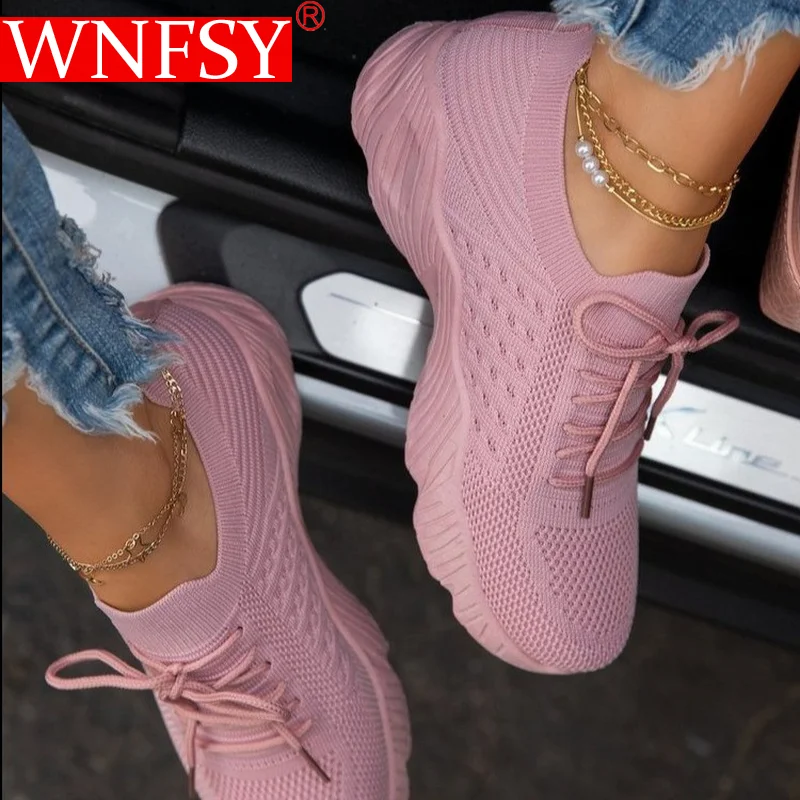 

Кроссовки Wnfsy женские сетчатые, легкие дышащие повседневные, на шнуровке, Вулканизированная подошва, противоскользящие