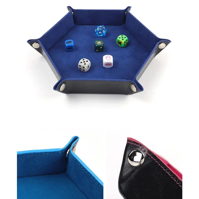 Bandeja De Dados Plegable De Cuero PU Azul Con Interior De Terciopelo – Portátil Y Resistente Para D&D Y Juegos De Mesa