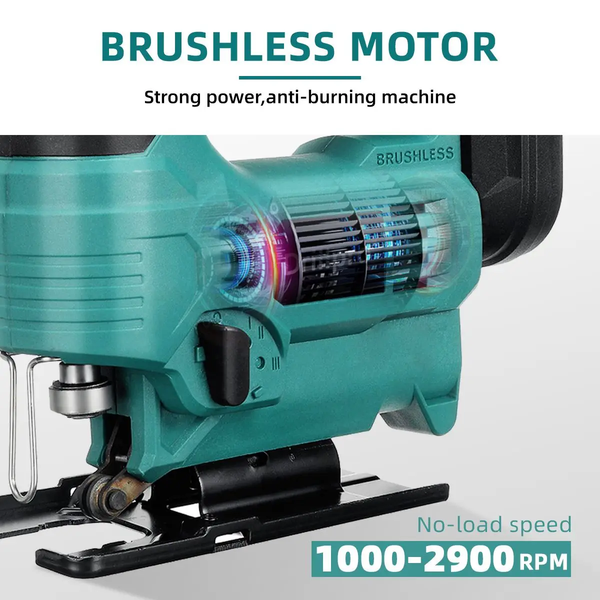 Drillpro 2900RPM 65mm 18V Brushless Jig Saw Electric Jigsaw Adjustable Blade Woodworking LED Power Tool for Makita 18V Battery