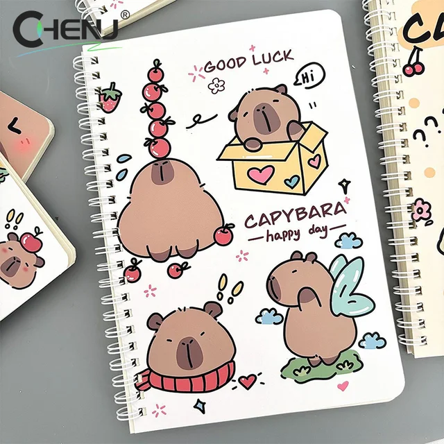 Carnets à Spirale Mignons Capybara A5 - Parfaits Pour L'école, Les Notes, Le Scrapbooking Et Plus !