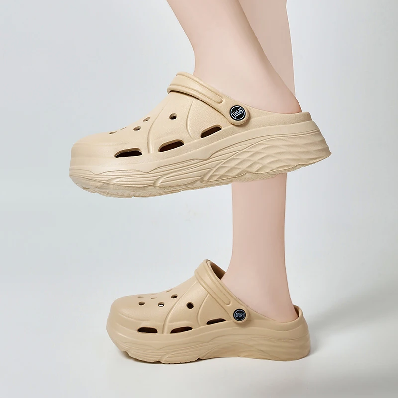 2025 Summer Thick Platform Clogs Slippers Women Breathable Hollow Out Garden Sandals Woman Lightweight Non Slip Beach Sandles