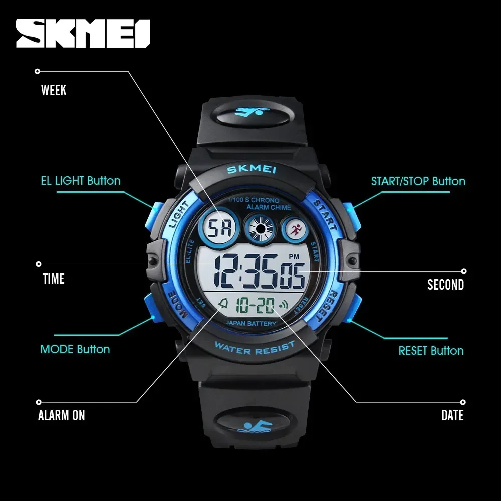 SKMEI 1451 Waterproof Military Boy Girl Digital Watch for Children LED Electronic Wristwatches Shockproof Sport Clock Reloj 1163