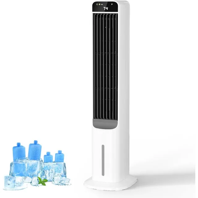 Portable Windowless Air Conditioner with Remote Control, Evaporative Air Cooler with 4 Ice Packs, 12H Timer, 50° Oscillation 1
