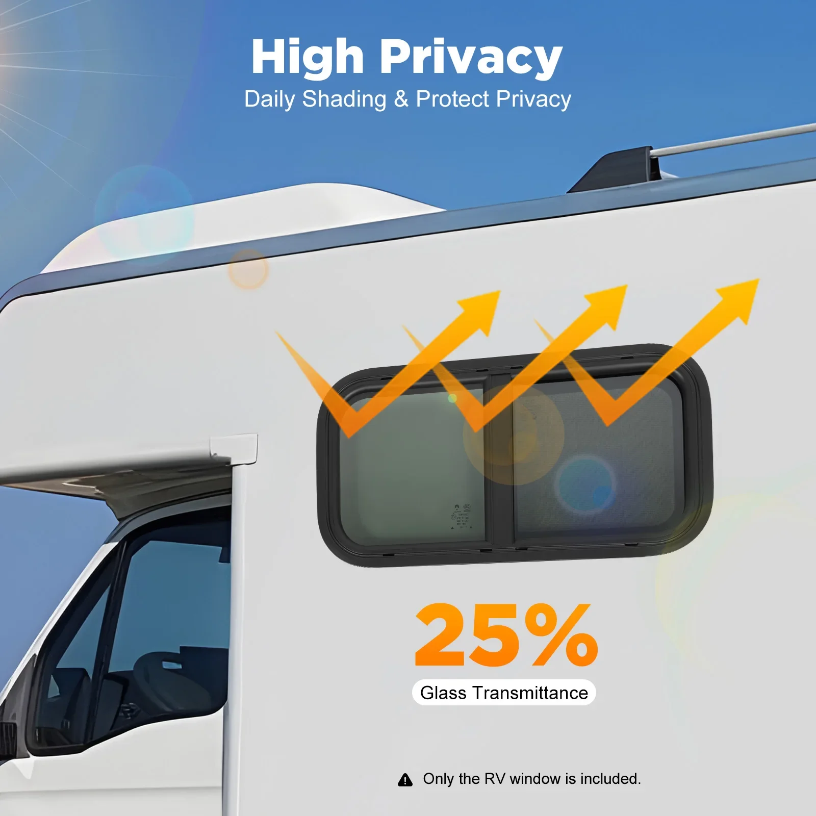 Wohnwagenfenster, Seitenfenster für Camper & Wohnmobil, Push-up-Fenster, mit integriertem Rollo für Wohnwagen, Van, Wohnmobil (600 x 300 mm) – Detail 4