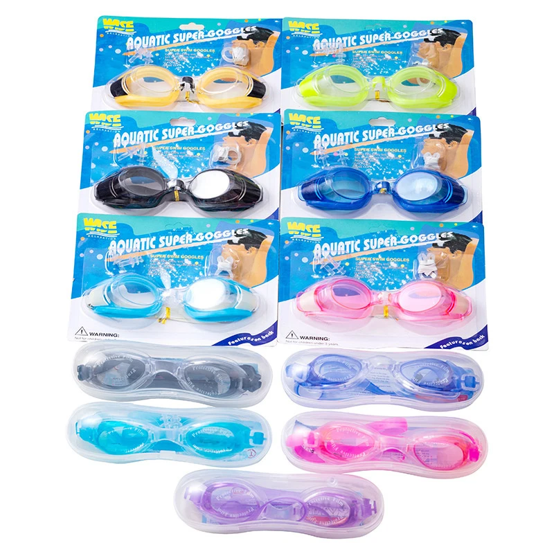 Transparent Swimming Goggles Diving Waterproof Adult And Children Nose Clip Earplugs Adjustable Tightness 1PC