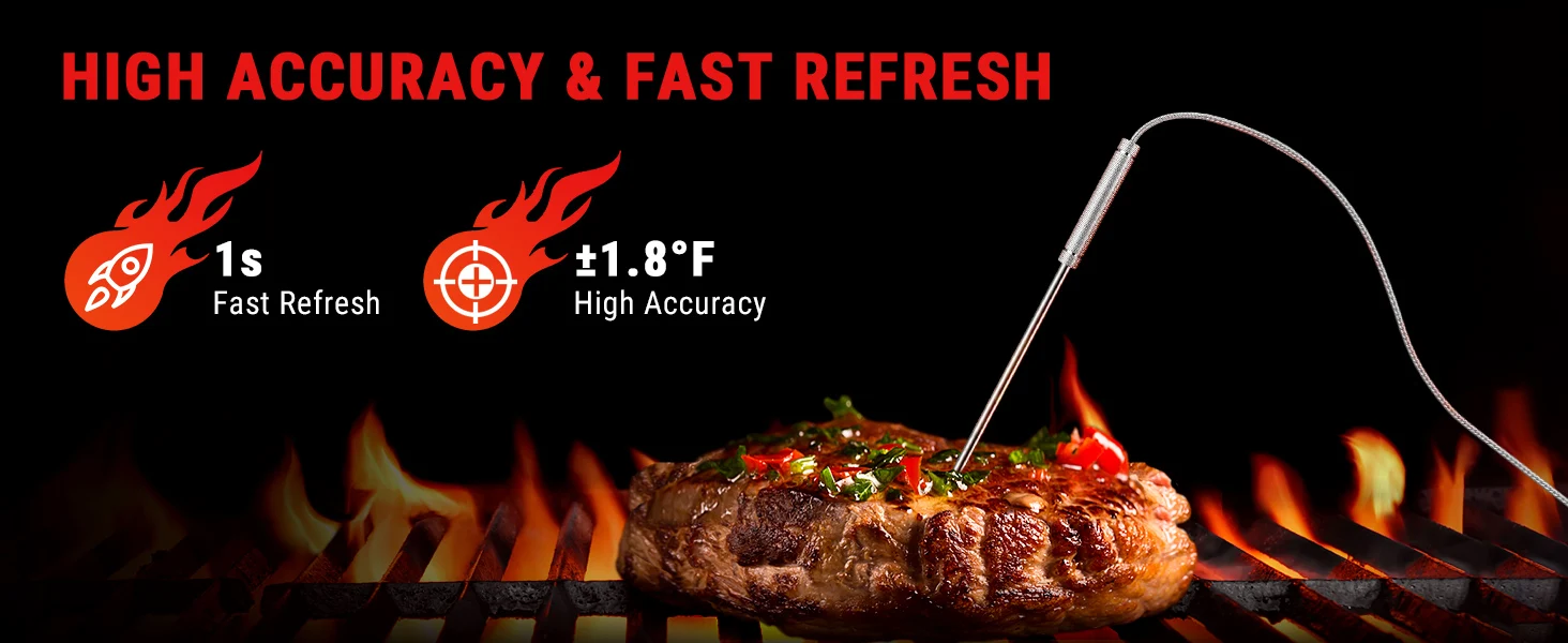 Big LCD kitchen thermometer for accurate cooking