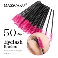 MASSCAKU Cleaning Eyelash Brushes Fake Eyelashes 50pcs Makeup for Women Individual Lashes CLuster Matte Black Lash 1