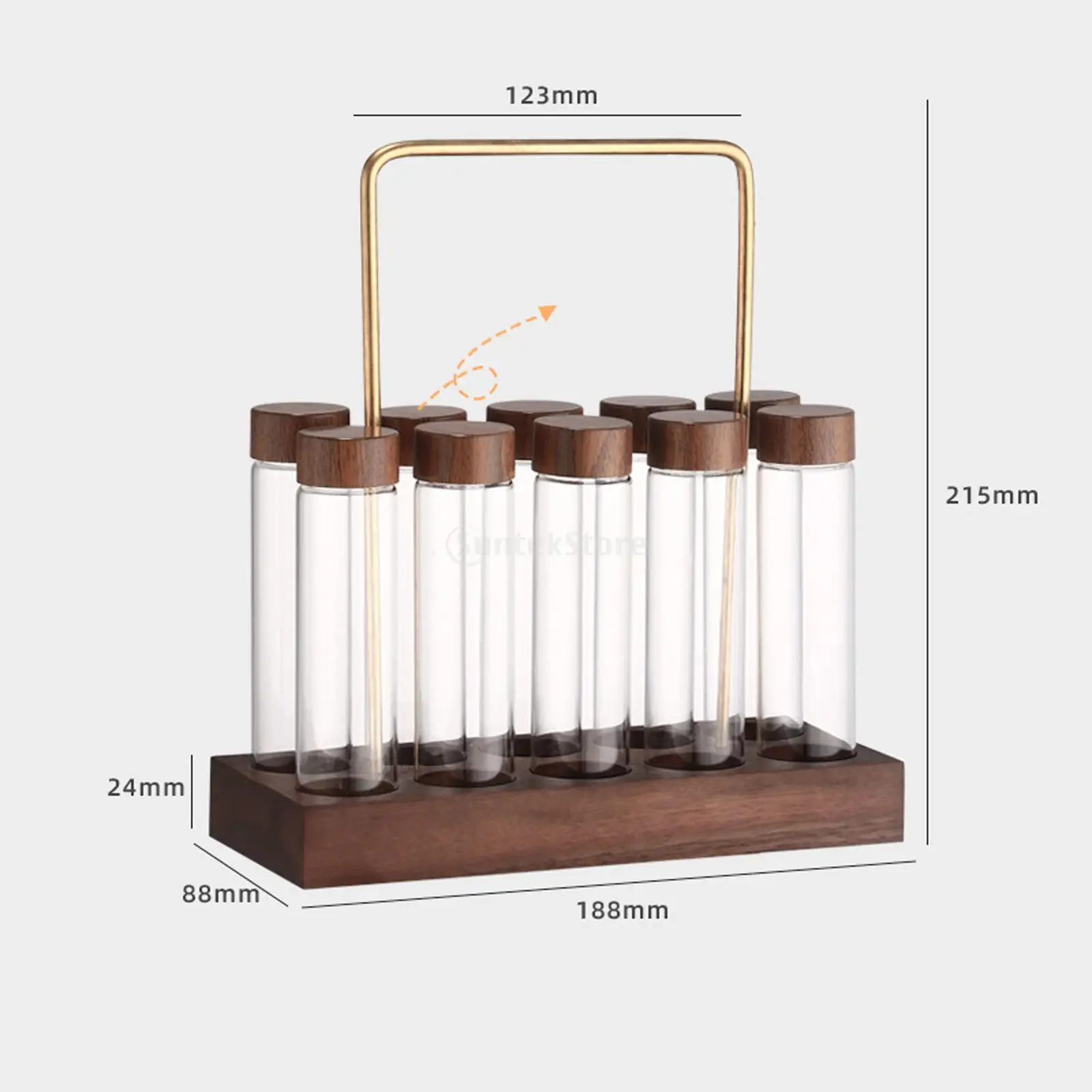 10x Single Dose Coffee Bean Cellar Tube with Wooden Holder Stand Glass Coffee Beans Storage Containers for Coffee Lovers 6