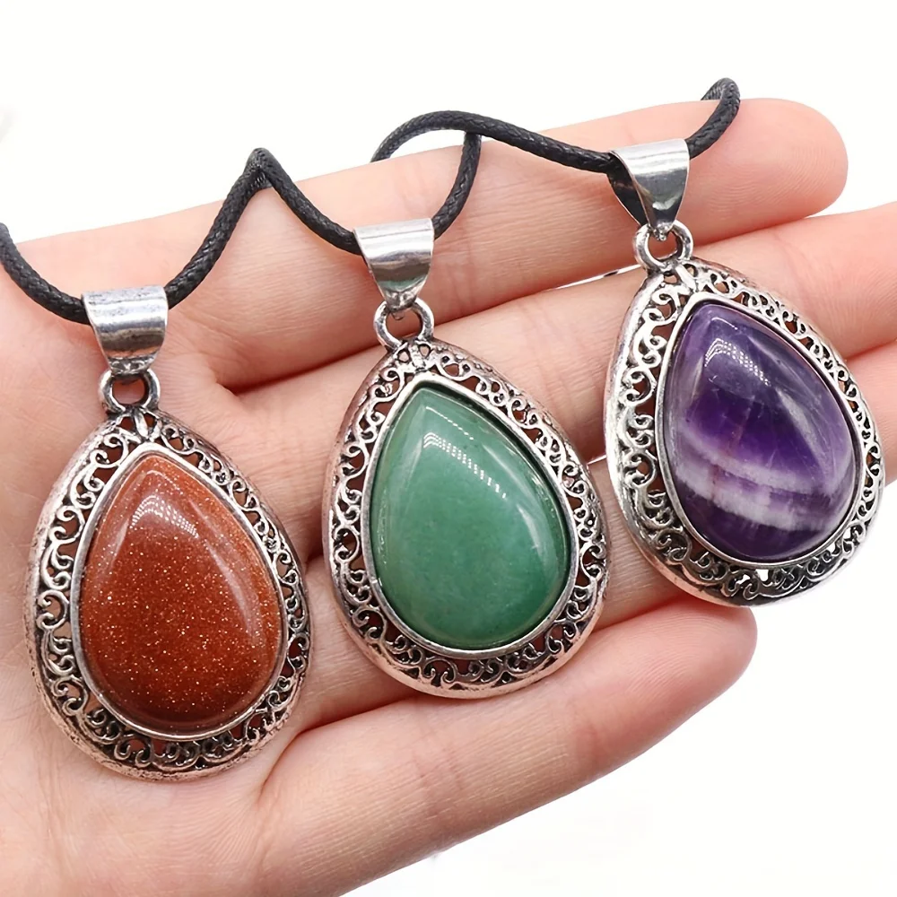 

mix casual teardrop pendant necklace home decoration raw carvings spiritual healing crystal