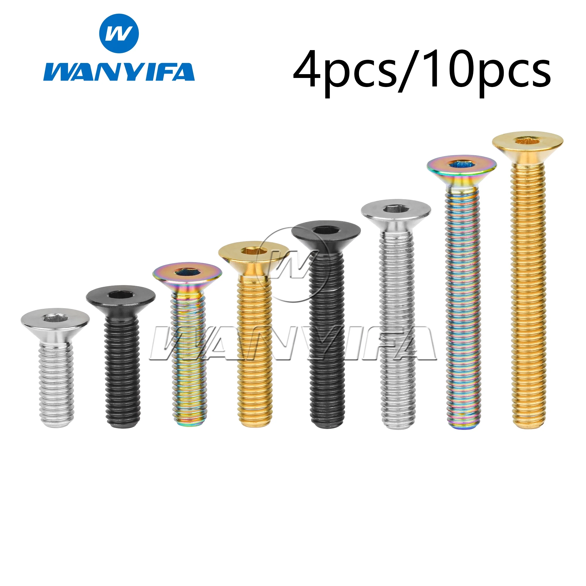 Wanyifa-parafuso de Titânio para Bicicleta e Motocicleta Parafusos Hex ti Cabeça Escareada M8x15 20 25 30 35 40 45 50 60 65 mm Peças 10