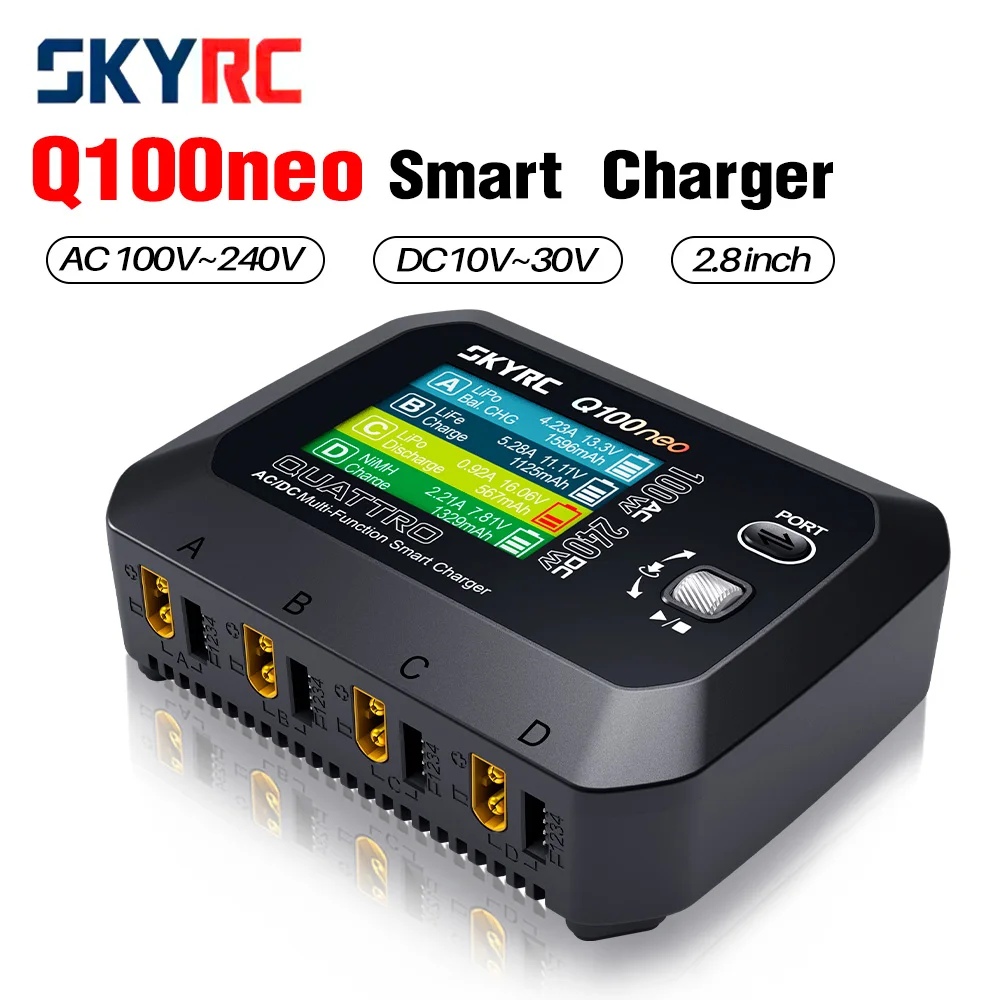 Chargeur LiPo 4 voies Q100neo 100W AC 240W DC pour batteries RC