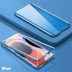 Premium 360° Magnetic Metal Protection Phone Case with High Definition Double - Sided Glass Cover for Galaxy A35 (Blue)