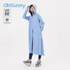 OhSunny New Abaya Women Sunscreen Trench Long Coat UPF50+ Sun Protection Hooded SummerCoolchill Windbreaker Jacket Outwears