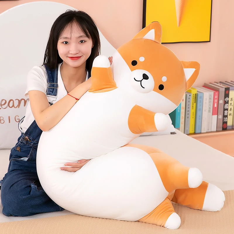 130cm Shiba Inu lalka rzut poduszka lalka lalka dziewczyna wypchana zabawka nogi szmaciana lalka długie łóżko pies śpiący chłopiec