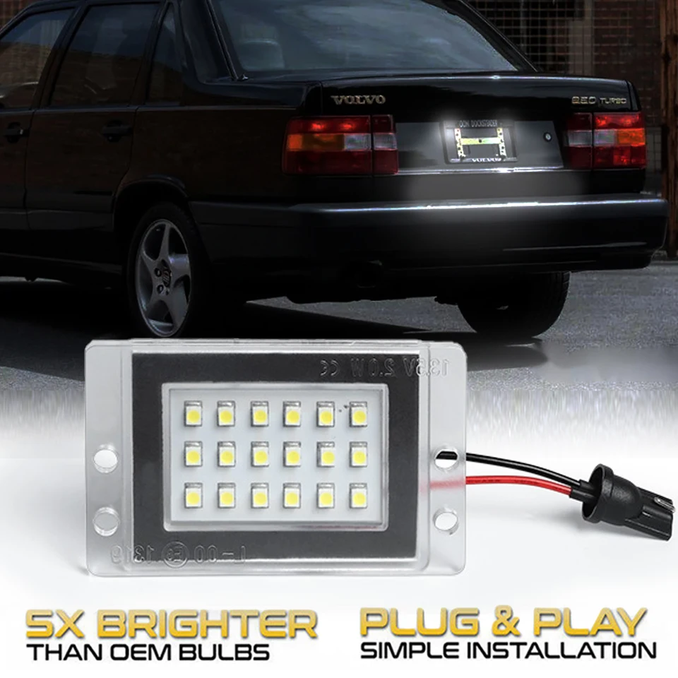 2 Luci LED Targa Per Volvo 850 (1992-97) E V70 (1997-2000) | Canbus Senza Errori | Bianco 6500K | OEM 9187329